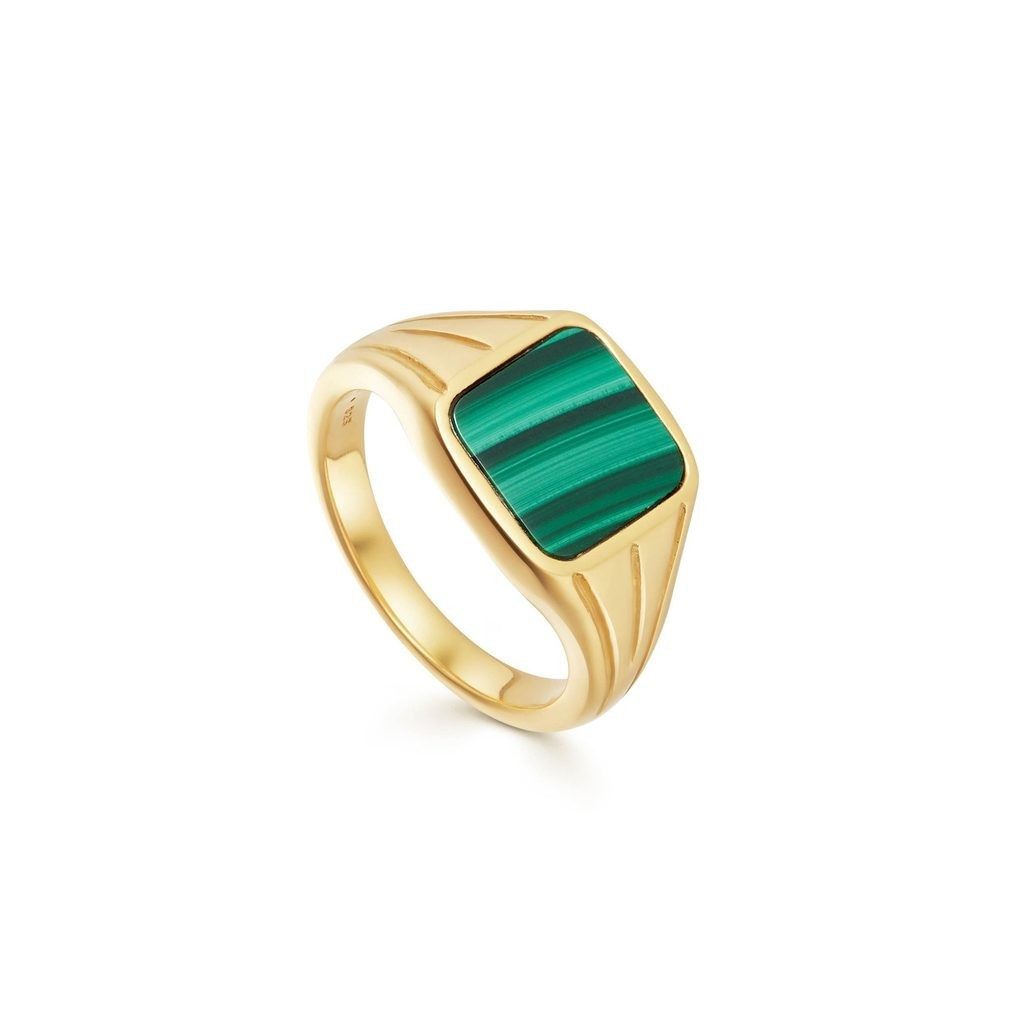 Lucy Williams Malachite Square Gold Signet Ring | Missoma