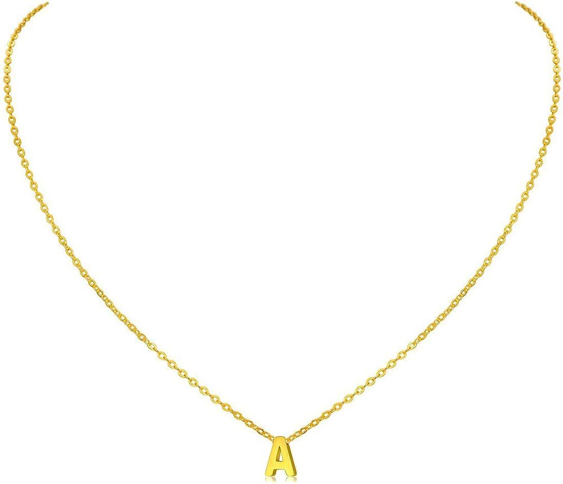 Tiny Initial Necklace, 18K Gold Plated Stainless Steel Initial Necklace Dainty Personalized Lette... | Amazon (US)