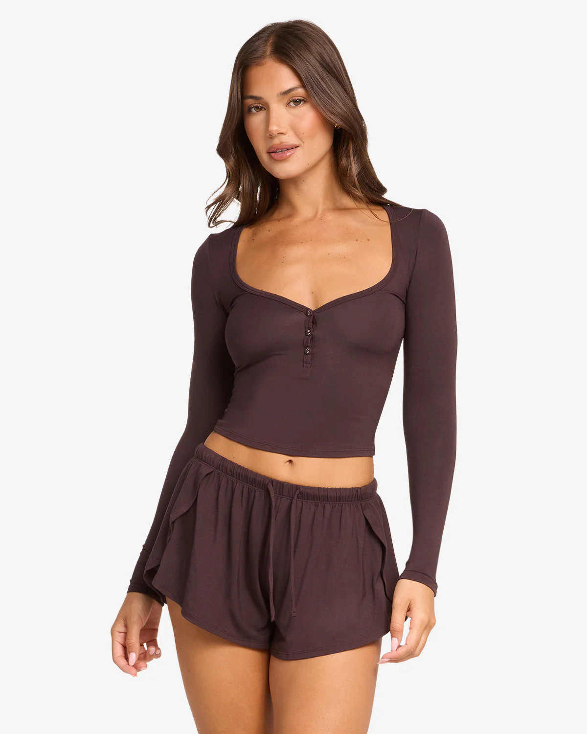 Sleep Long Sleeve Top | Espresso | Crop Shop Boutique US