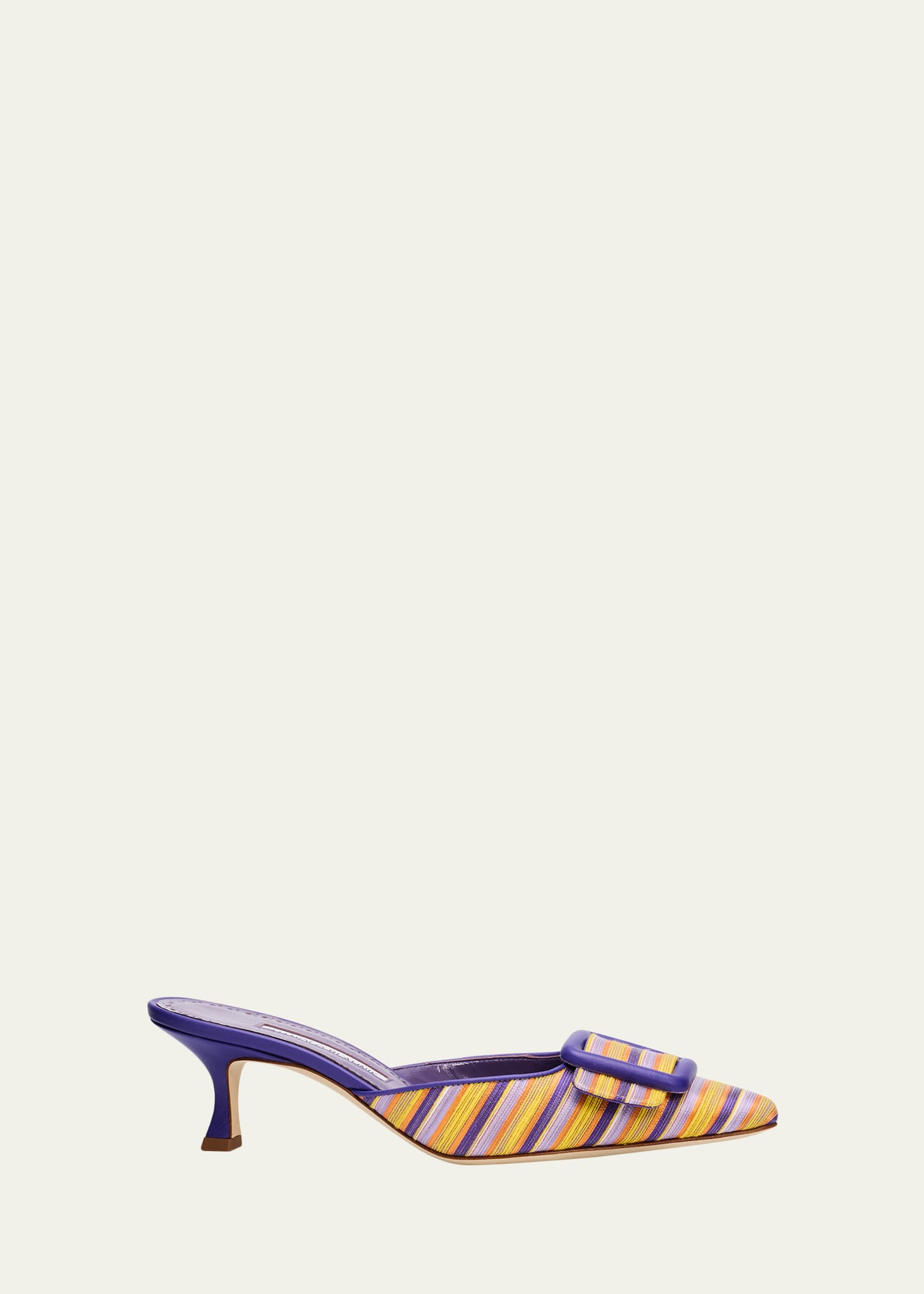 Manolo Blahnik 50mm Maysalebi Striped Mule Pumps | Bergdorf Goodman