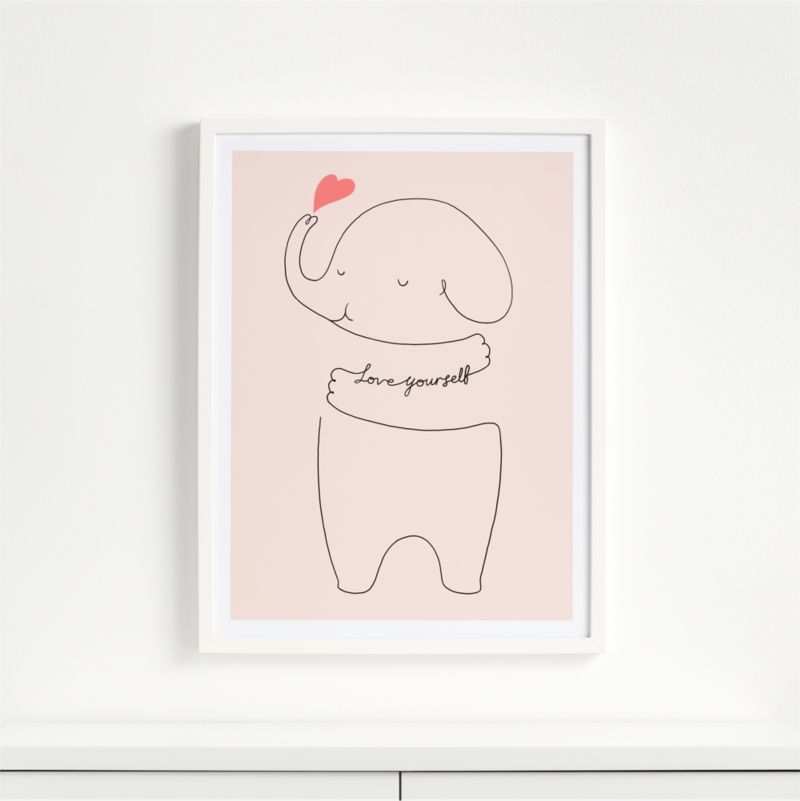 Love Yourself Elephant Framed Wall Art + Reviews | Crate & Kids | Crate & Barrel