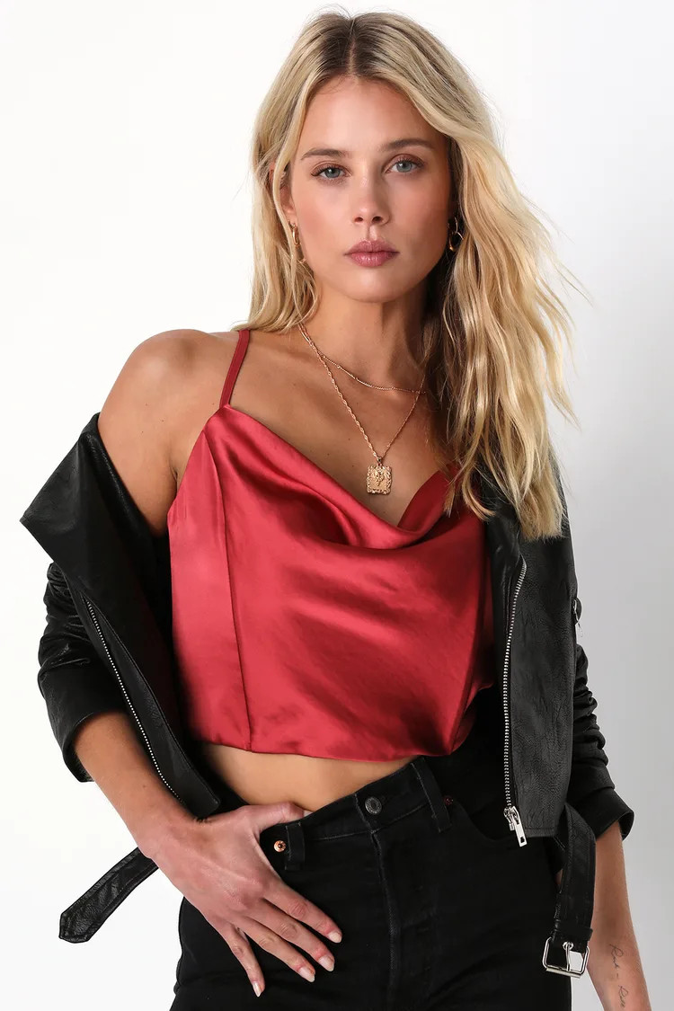 Rusty Rose Satin Cowl Neck Cami Top | NYE outfit New Years Eve Outfit Outfits Dressup Besr Sellers | Lulus (US)
