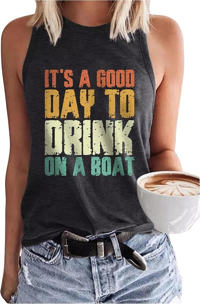 It is A Good Day to Drink On A Boat Tank Tops Beach Casual Racerback Tank Tops for Women Drinking... | Amazon (US)