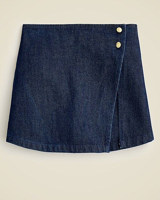 Girls' wrap mini skort in drapey denim | J. Crew US