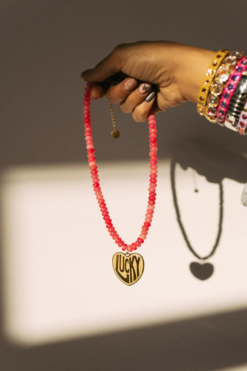 Lucky In Love Stone Necklace - Pink | BÉLJOY