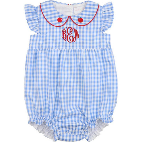 Red And Blue Check Apple Ruffle Bubble | Cecil and Lou