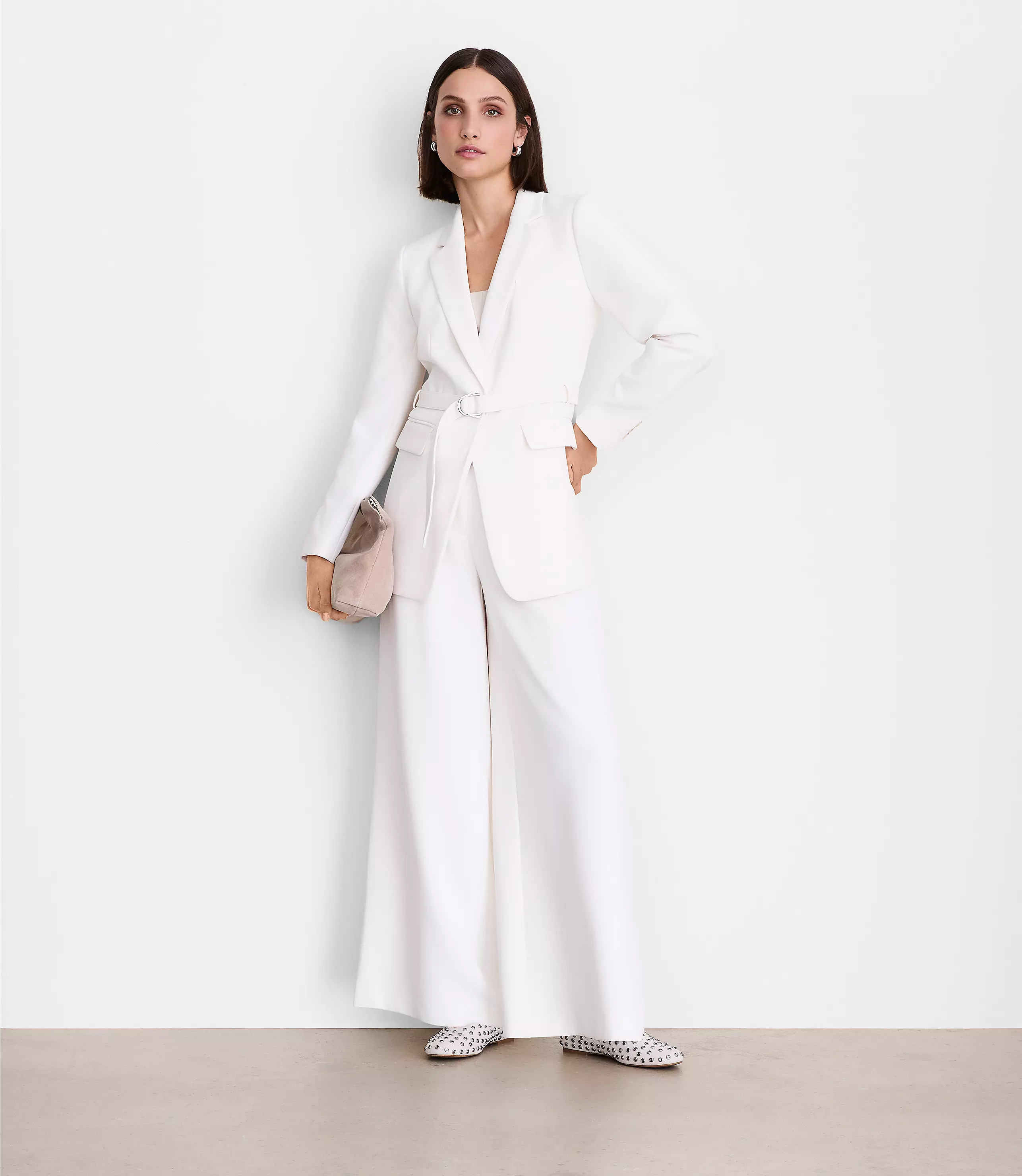 LOFT Versa Crepe Drape Belted Blazer | LOFT