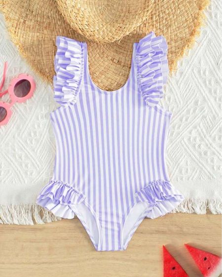 Toddler girl one piece swimsuit on Shein! Ruffle swimsuit for toddler girl! 