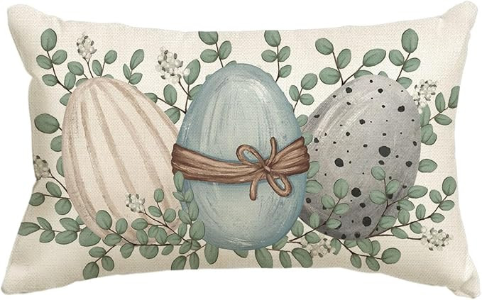 AVOIN colorlife Easter Eggs Eucalyptus Throw Pillow Cover, 12 x 20 Inch Spring Easter Cushion Cas... | Amazon (US)