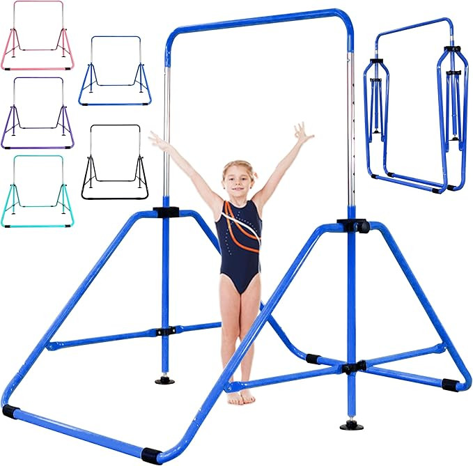 MARFULA Foldable Gymnastic Bar for Kids Ages 3-12, 9 Height Levels, 200 lbs Weight Capacity, 5 Ft... | Amazon (US)