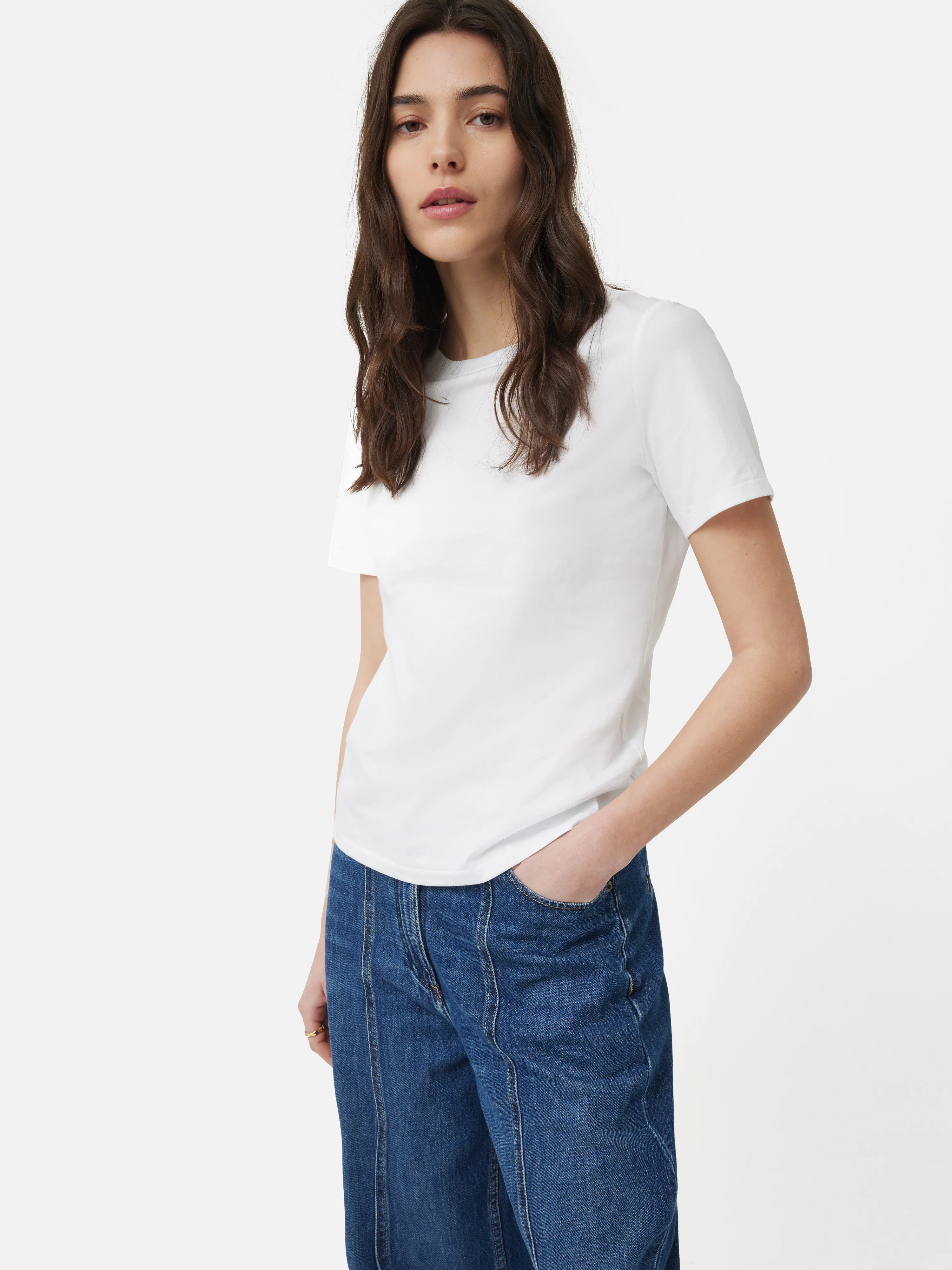 Supima Cotton Crew Neck Tee | White | Jigsaw (UK)