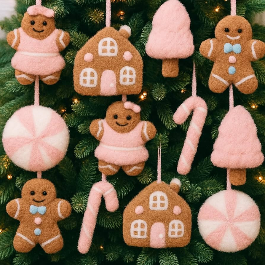 12 Pcs Wool Felt Gingerbread Man Ornaments for Christmas Tree Handmade Felt Gingerbread Man Decor... | Amazon (US)
