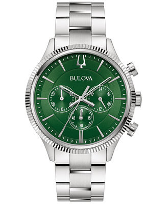 Bulova Men's Chronograph Stainless Steel Bracelet Watch 42mm - Macy's | Macy's