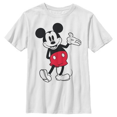 Boy's Mickey & Friends Retro Front Facing Pose  T-Shirt - White - Medium | Target