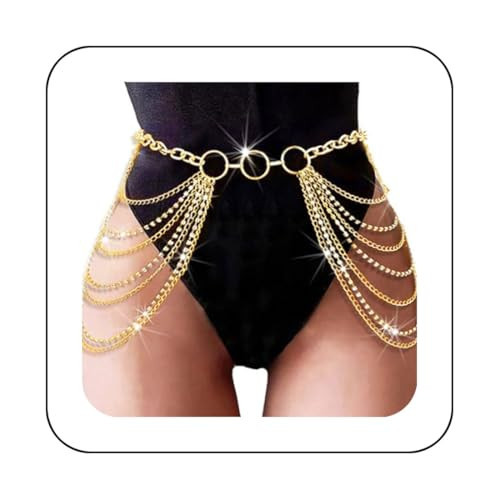 COSYDAYS Gold Chain Belts Rhinestone Waist Chain Layered Body Chains Jewelry for Women | Amazon (US)