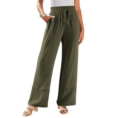 Dokotoo Womens Fall Boho 2025 Casual Wid Leg Lace Pants High Waisted Drawst… | Amazon (US)