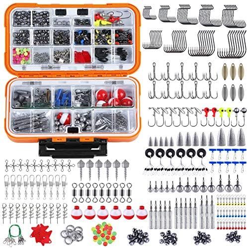 187/230pcs Fishing Accessories Kit, Including Jig Hooks, Bullet Bass Casting Sinker Weights, Fish... | Amazon (US)