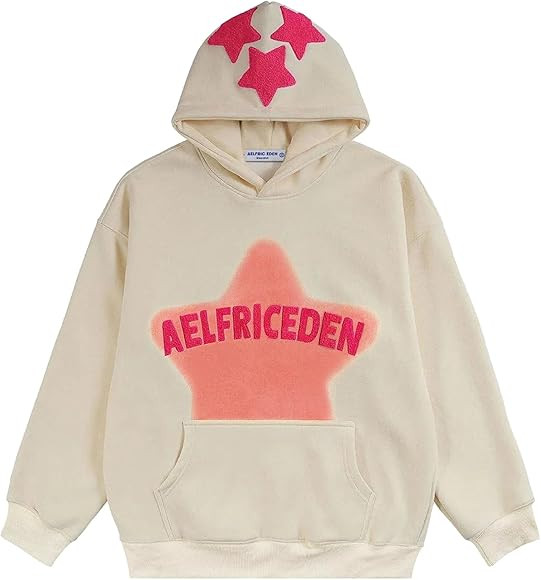 Aelfric Eden Womens Graphic Hoodies Pink Star Print Hoodie Unisex Oversized Hoodies Long Sleeve P... | Amazon (US)