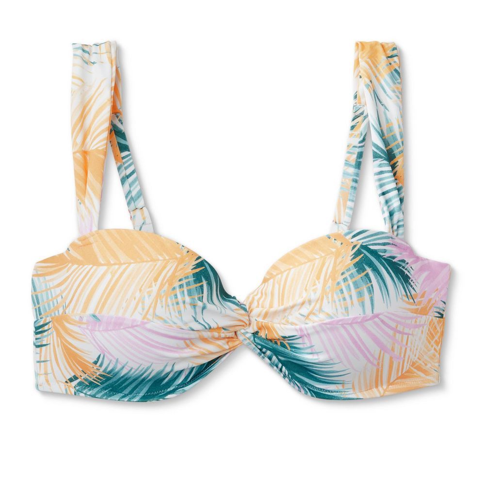 Women's Lightly Lined Twist-Front Bralette Bikini Top - Shade & Shore™ Palm Print | Target