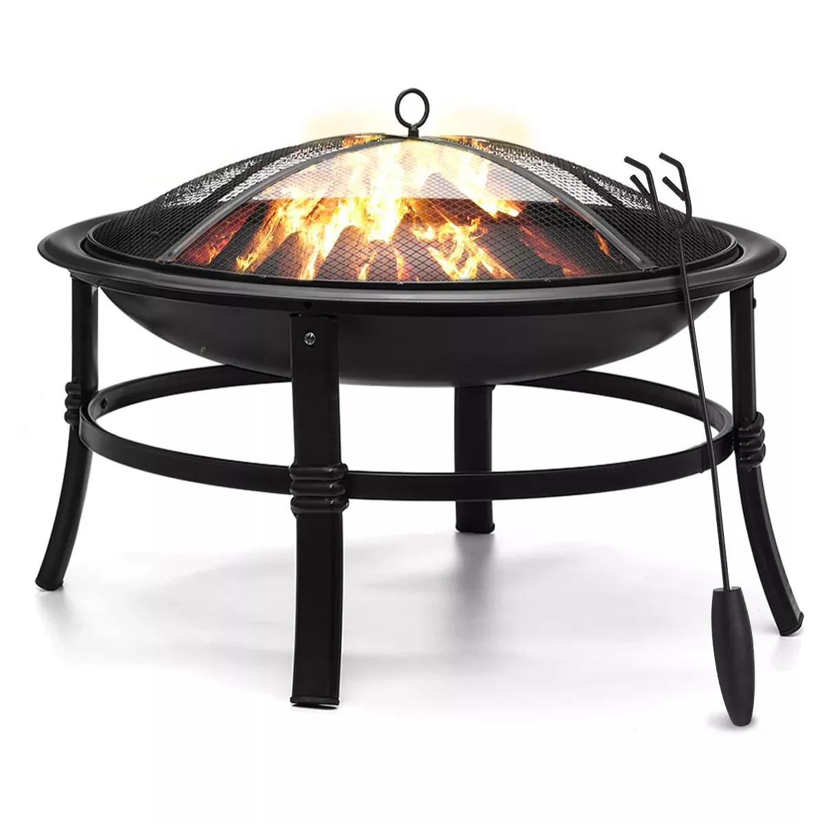 SINGLYFIRE 26 Inch Fire Pit Stainless Steel Round Outdoor Wood Burning Fire Bowl Black | Target