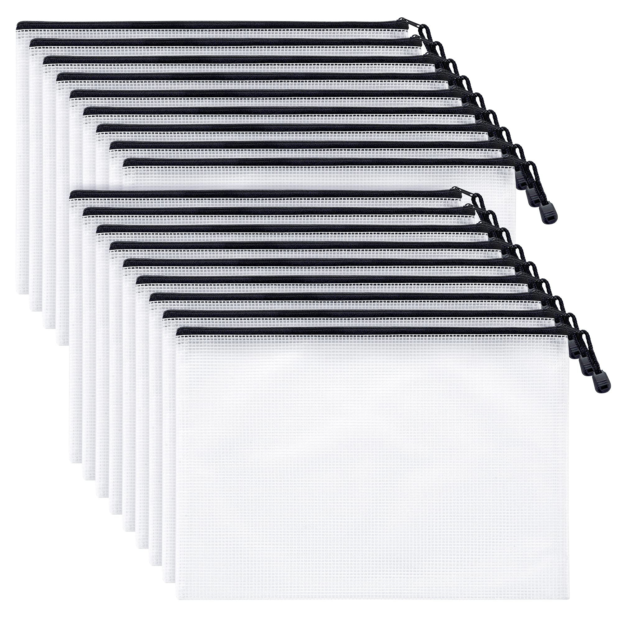 Mifflin-USA - Mesh Zipper Pouch Document Bag - Black, A4 Letter Size, 18 Pack - Clear Travel Zipp... | Amazon (US)
