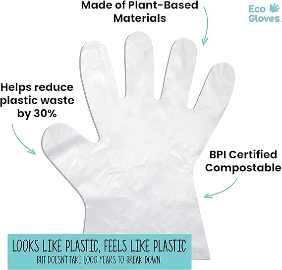 Eco Gloves Plant-Based Compostable Eco-friendly Gloves for Food Prep & Cleaning | Amazon (US)