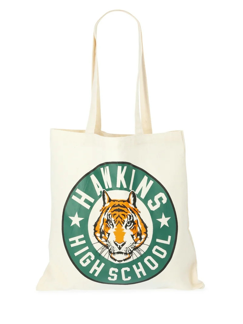Netflix Stranger Things Hawkins High School Off-White Canvas Tote Bag from No Boundaries, One Siz... | Walmart (US)