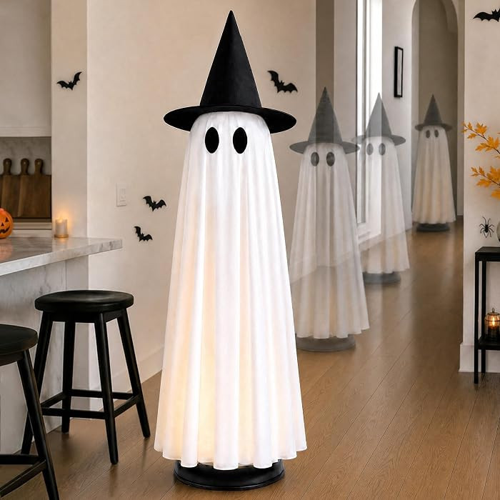 Halloween Decor Indoor 46.5" Lighted Animated Floating Ghost with Spooky Sound & Touch Activated ... | Amazon (US)