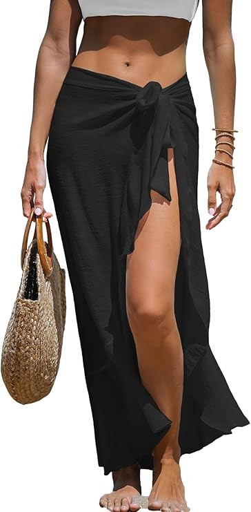 CUPSHE Women's Sarong Cover Ups Swimsuit Wrap Skirt Self Tie Beach Cover Up Ruffle Wraps One Size | Amazon (US)