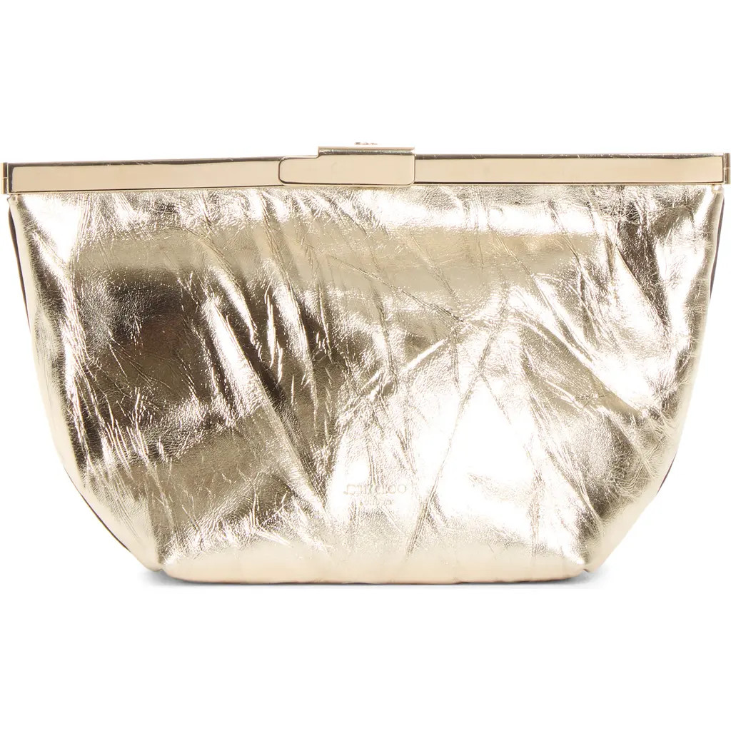 Jimmy Choo Ganache Crinkled Metallic Leather Clutch in Light Platinum/light Gold at Nordstrom | Nordstrom