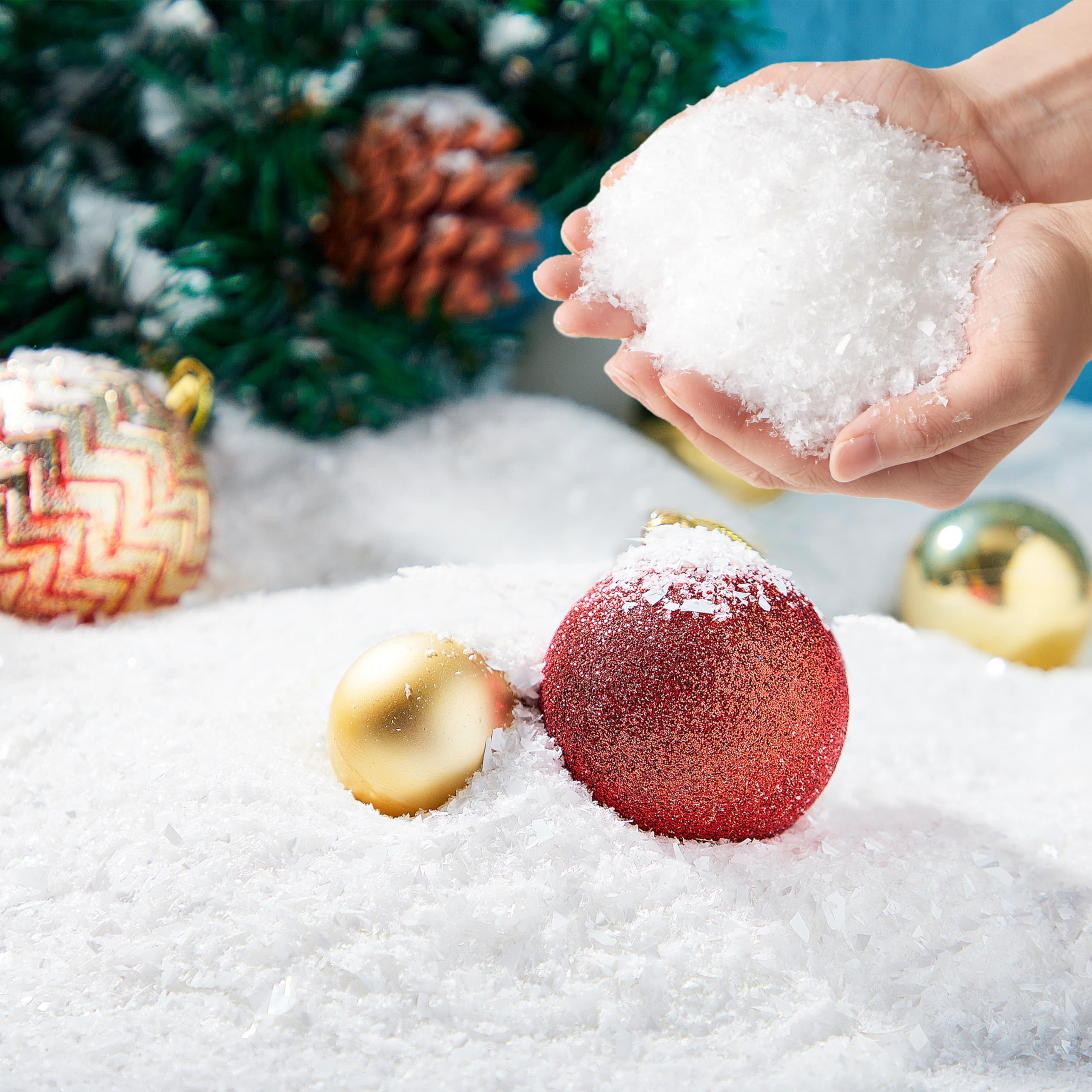 JOYIN 2 Pack 10 Oz Artificial Dry Plastic Snow 280g Plastic Artificial Snowflakes for Christmas T... | Amazon (US)