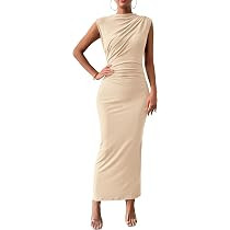 BTFBM Women Ruched Bodycon Maxi Dresses Summer Casual Sleeveless Lightweight Slit Elegant Cocktai... | Amazon (US)