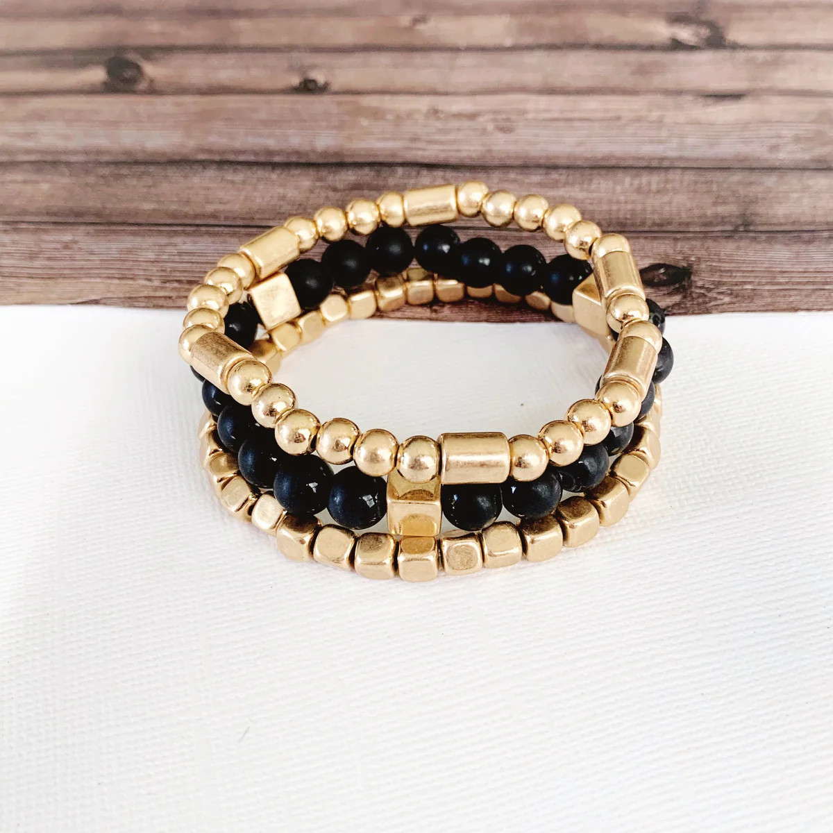 Boutique Bracelet Collection :: Madison Onyx Beaded Bracelet Trio | Baubles & Bits