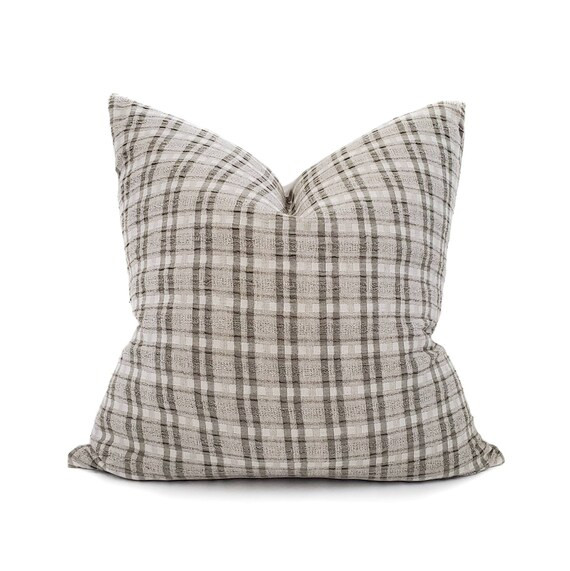 Hmong Pillow Various Sizes Muted Olive Plaid Cotton Pillow | Etsy | Etsy (US)