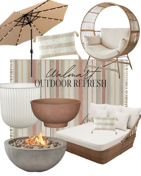 Walmart backyard refresh for your home. From fire pits, to outdoor rugs and furniture! And of course the viral planter! 

#LTKstyletip #LTKSeasonal #LTKhome
