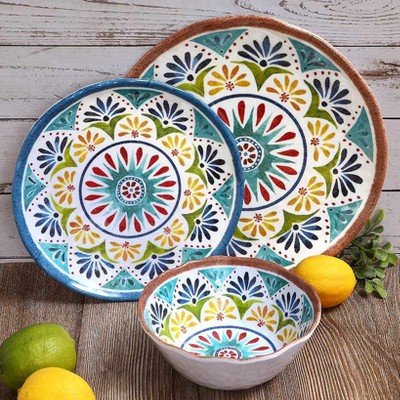 The Lakeside Collection Italian Tuscan Colorful Melamine Dinnerware Set Service for 4 - | Target