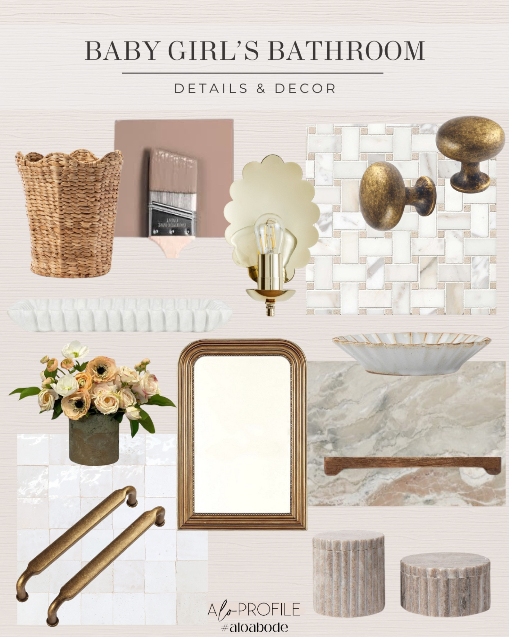 Baby girl’s bathroom details 😍 here is a peek at the details of the bathroom renovation. I can’t link to the sconces but they are Nicole Kehoe, I linked two similar! The paint color is whispering woods from Benjamin Moor 

#LTKBaby #LTKHome #LTKKids