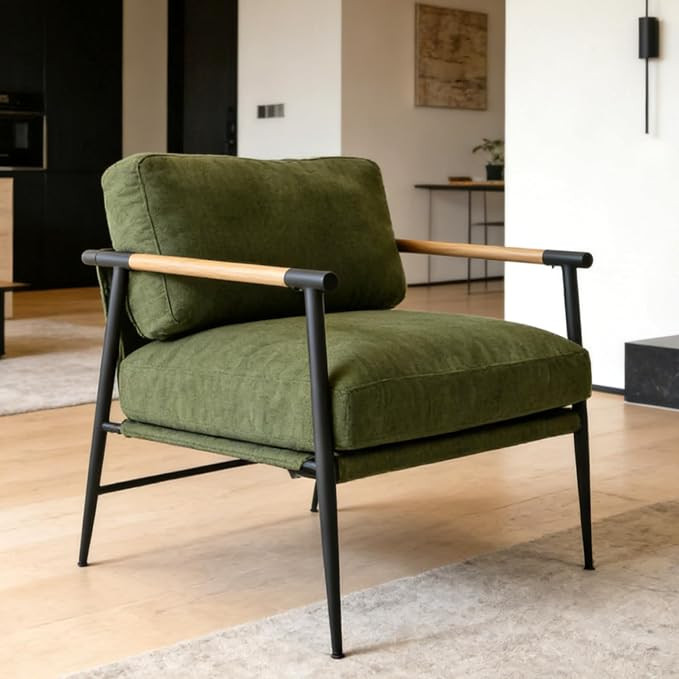 DUOMAY Mid-Century Modern Accent Chair Armchair, Soft Linen Fabric Sofa Lounge Chair Reading Chai... | Amazon (US)