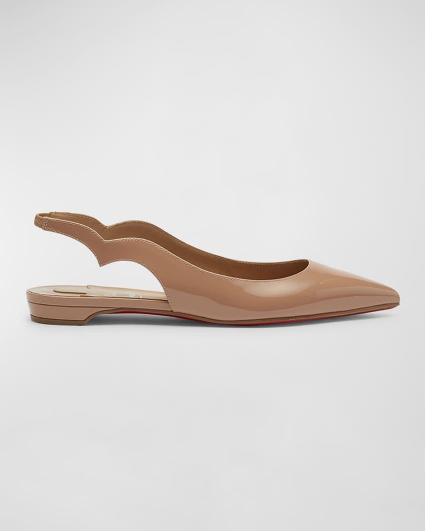 Hot Chickita Patent Red Sole Slingback Flats | Neiman Marcus