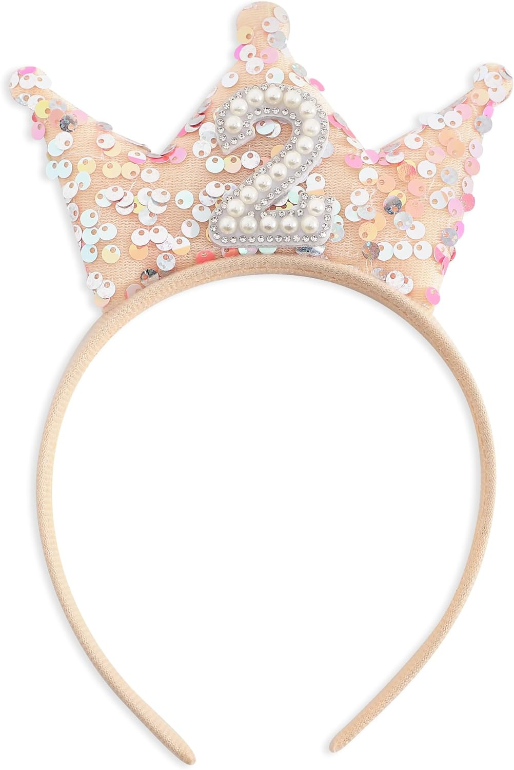 1st Birthday Sequin Crown Coral Headband | Amazon (US)