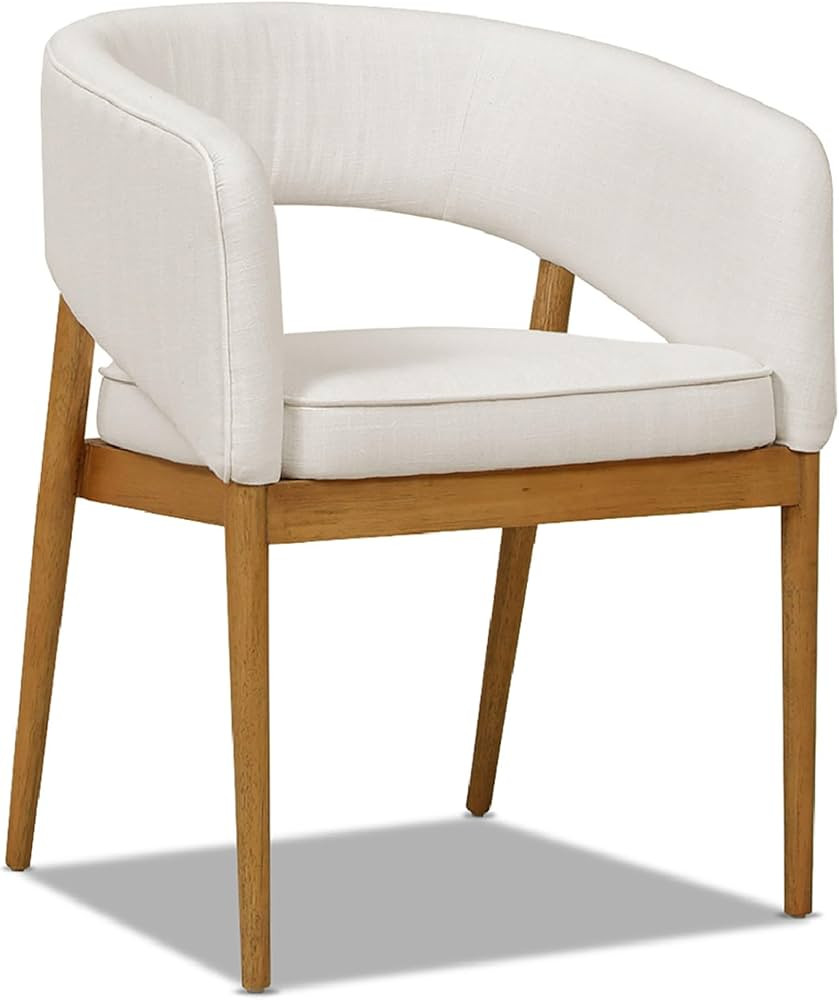 Jennifer Taylor Home Mirah Modern Open Barrel Dining Chair (Eggshell White Linen) | Amazon (US)
