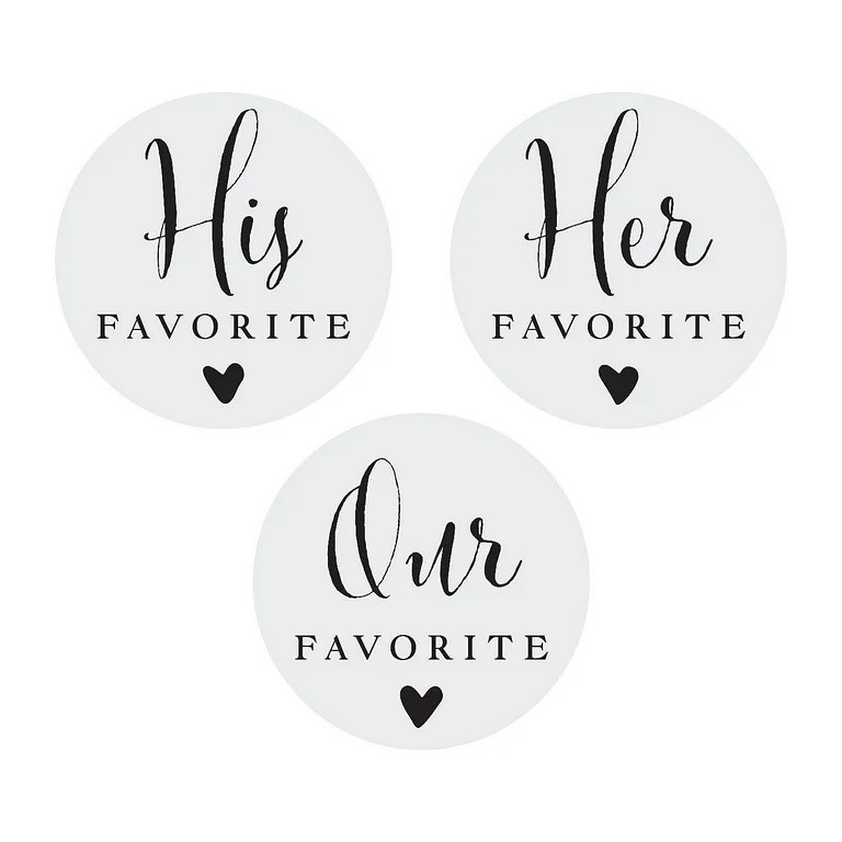 Fun Express Bulk 144 Pieces His, Hers, Ours Wedding Favor Stickers | Walmart (US)