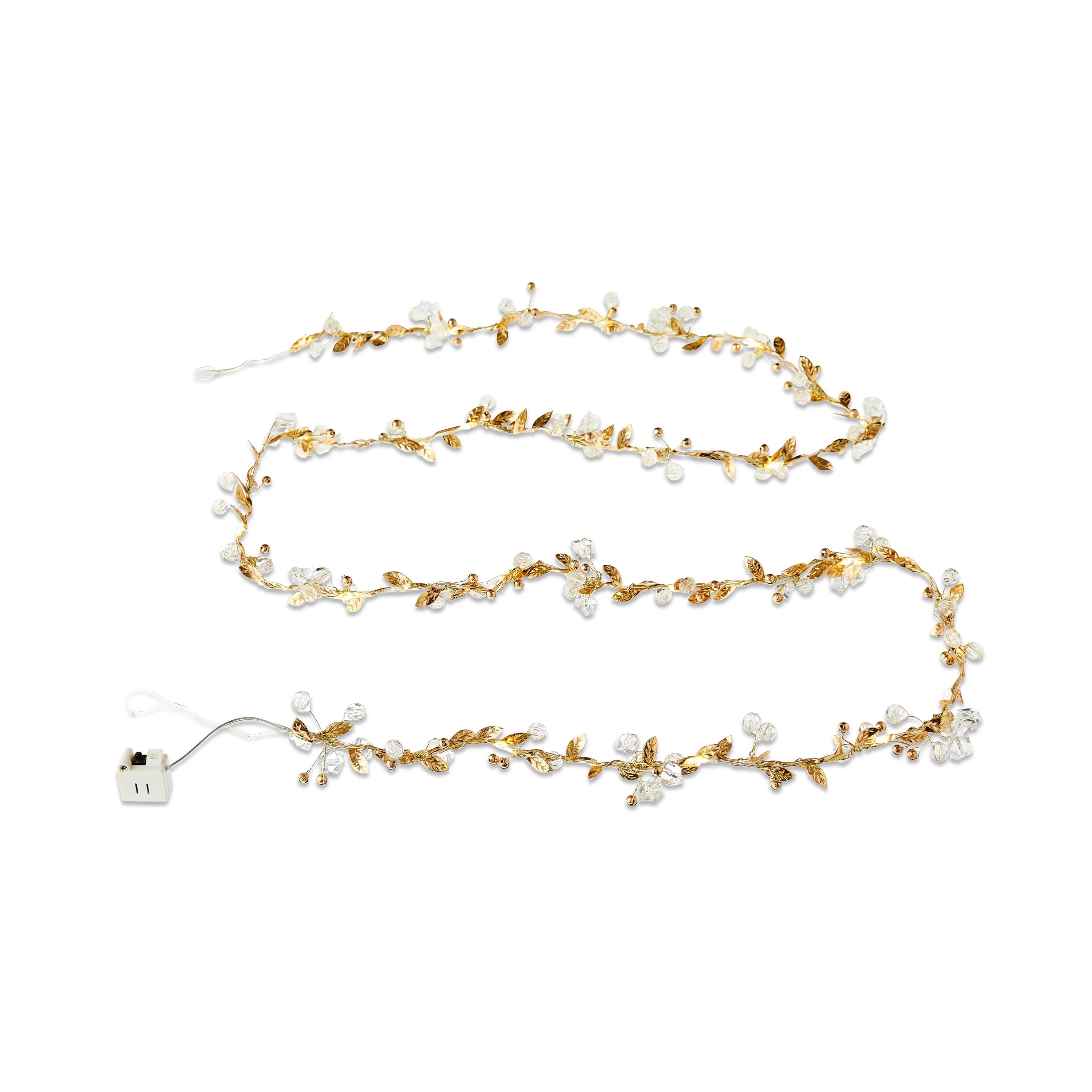 My Texas House Gold Leaves Garland with Led Lights, 72 inch | Walmart (US)