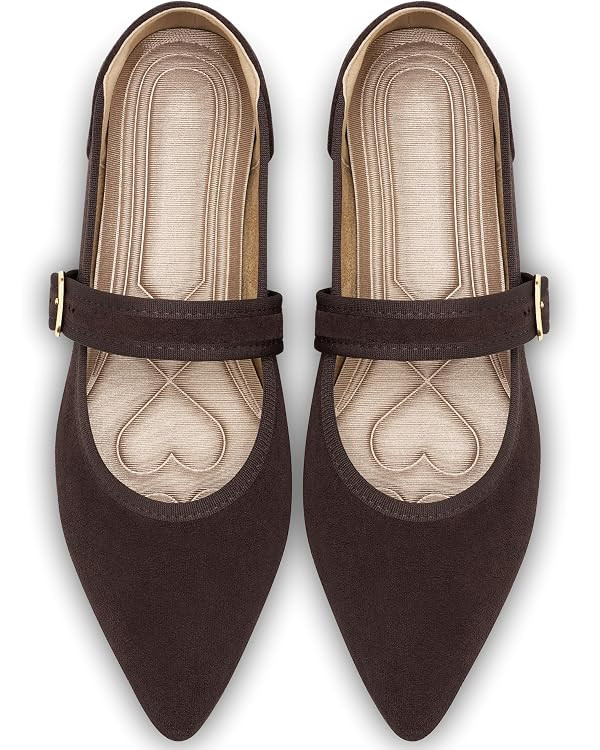 Ecetana Womens Mary Jane Ballet Flats Dressy Comfortable Pointed Toe | Amazon (US)