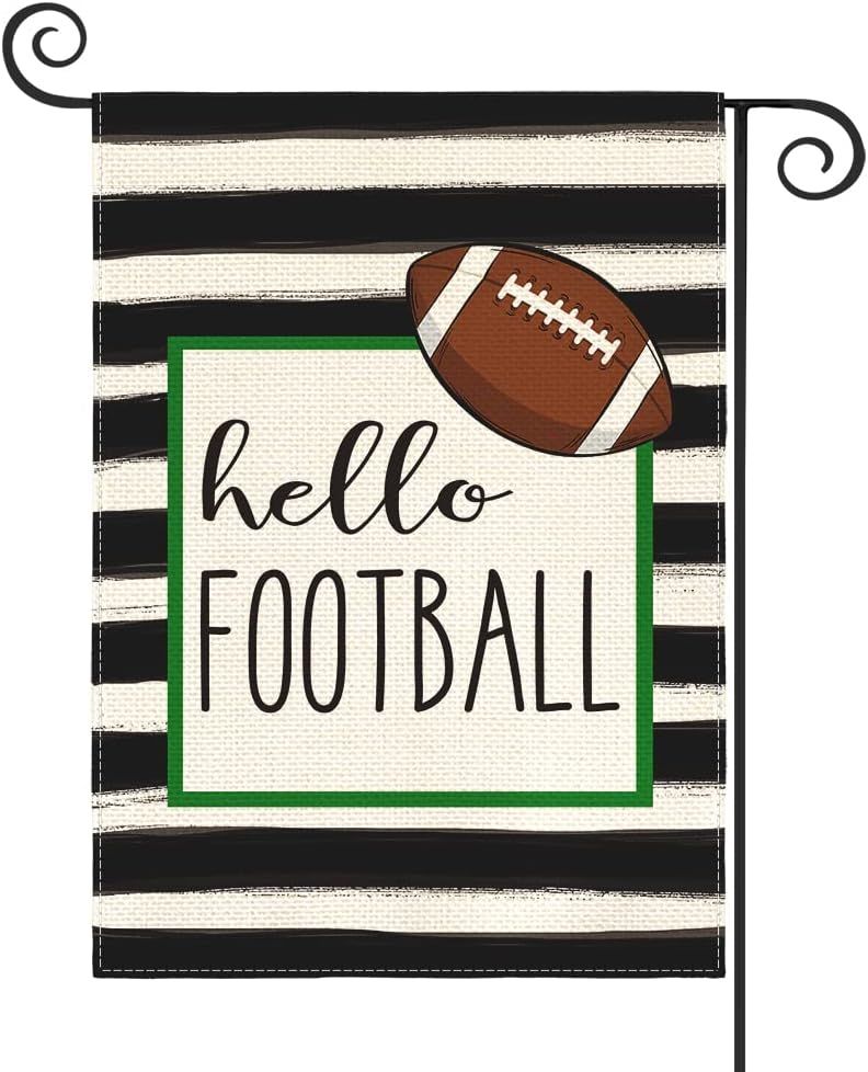 AVOIN Watercolor Stripes Hello Football Garden Flag Vertical Double Sided, Holiday Party Sports Y... | Amazon (US)