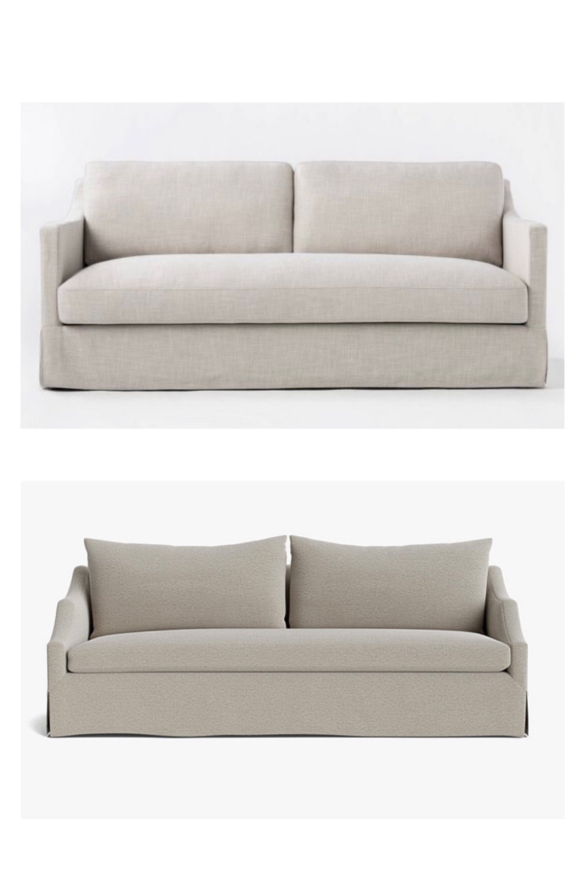 Shop Studio McGee at 2 different price points! Greg linen Slopped arm transitional sofas! Shop the High end sofa or the affordable sofa dupe! Interior design & home decor! 

#LTKhome #LTKstyletip
