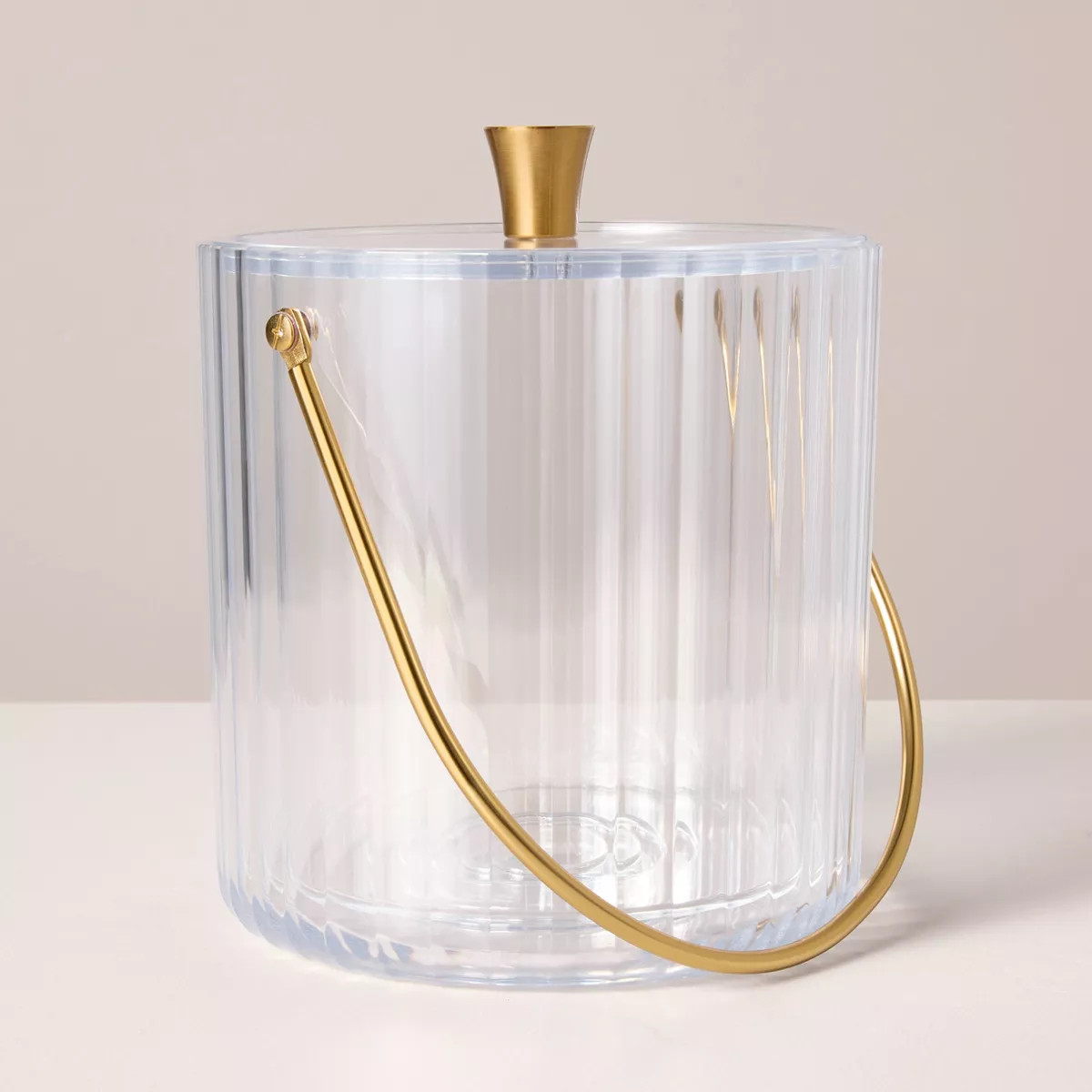 110oz Ribbed Tritan Plastic Ice Bucket Clear/Brass - Hearth & Hand™ with Magnolia | Target