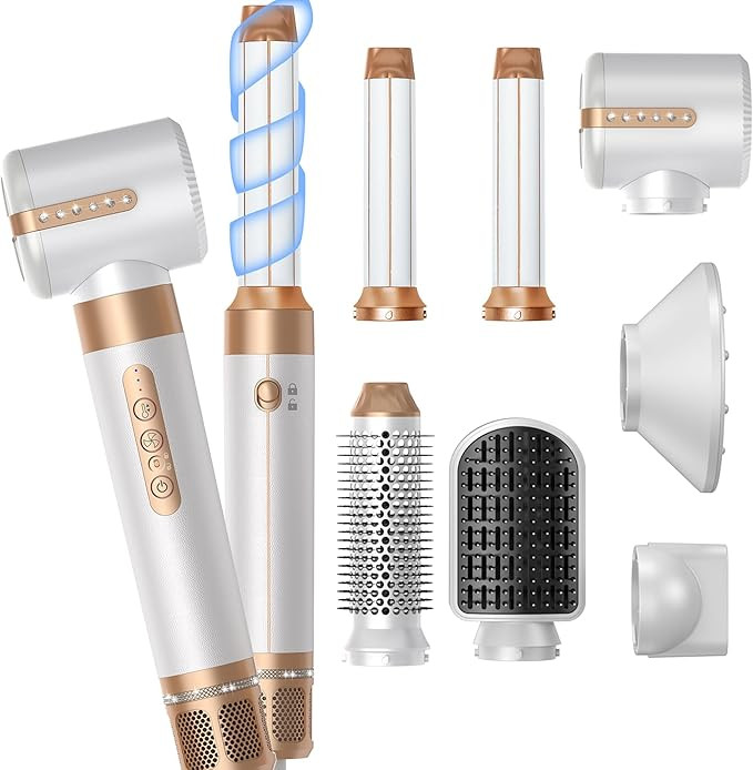 Blow Dryer Brush 7 in ONE，Autowrap Curling Wand, 110,000 RPM High-Speed Negative Ionic Hair Dry... | Amazon (US)
