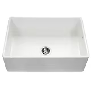 Houzer Farmhouse Apron Front 33 inch Fireclay Single Bowl Kitchen Sink, White, PTG-4300 WH | The Home Depot