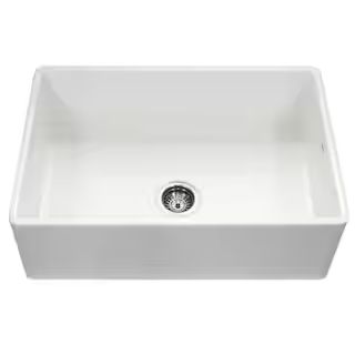 Houzer Farmhouse Apron Front 33 inch Fireclay Single Bowl Kitchen Sink, White, PTG-4300 WH | The Home Depot